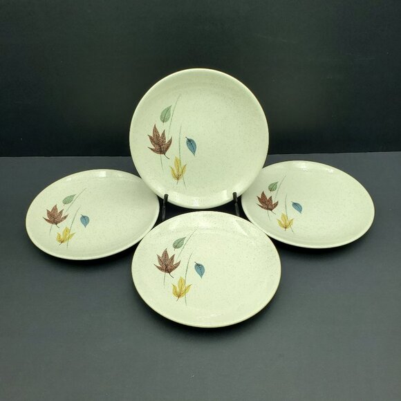 Franciscan Autumn Leaves Bread Plates Speckled Leaf Pattern Dessert Plates - Picture 2 of 5